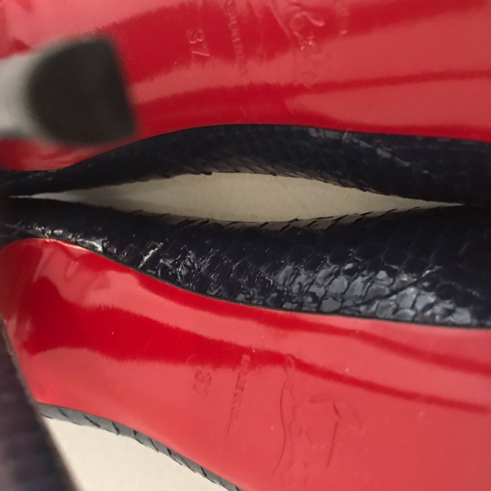 Christian Louboutin Navy Python Leather Peep Toe - image 4